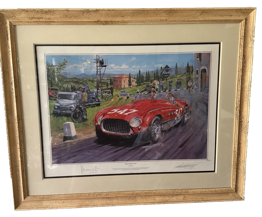 NICHOLAS WATTS Mille Miglia 1953 Ferrari 340 MM Marzotto Signed Framed 93/500